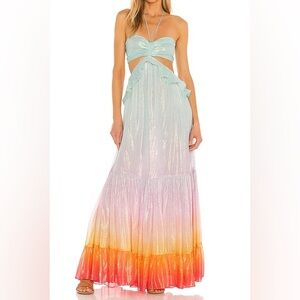 Rococo Sand Leal Maxi Cutout Dress in Rainbow Lurex